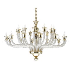 White and Gold Venetian Glass Chandelier