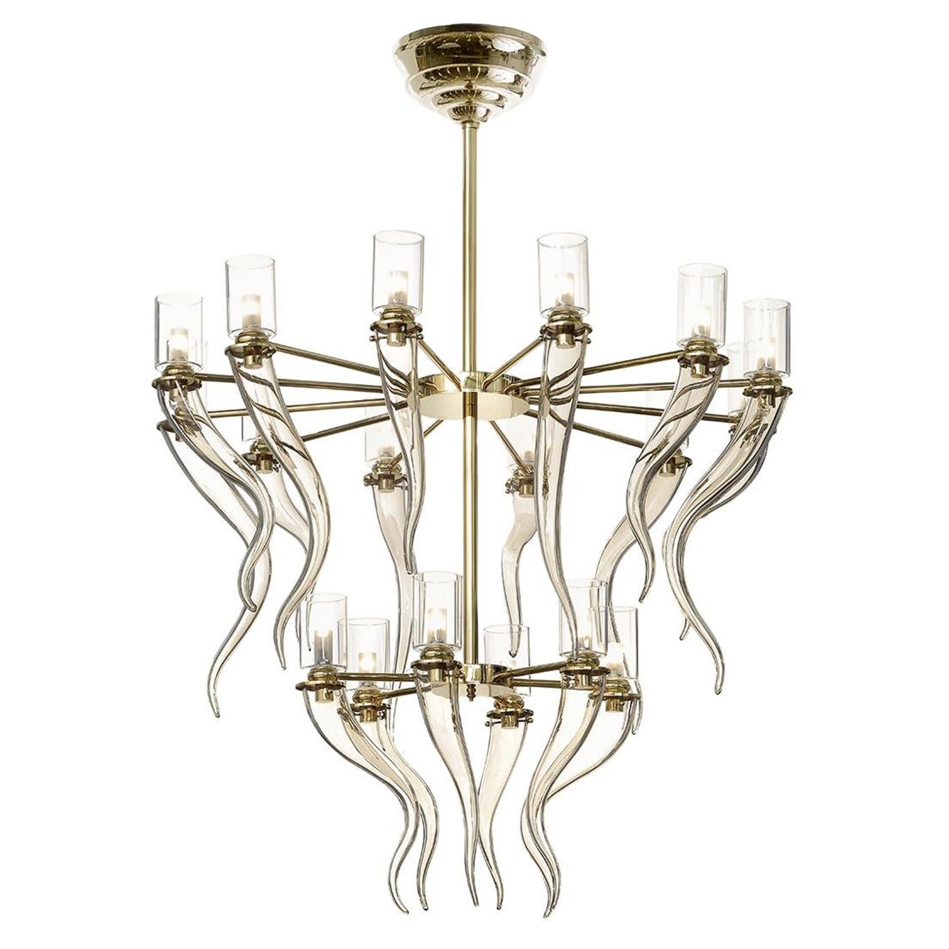 Honey Venetian Glass Chandelier For Sale