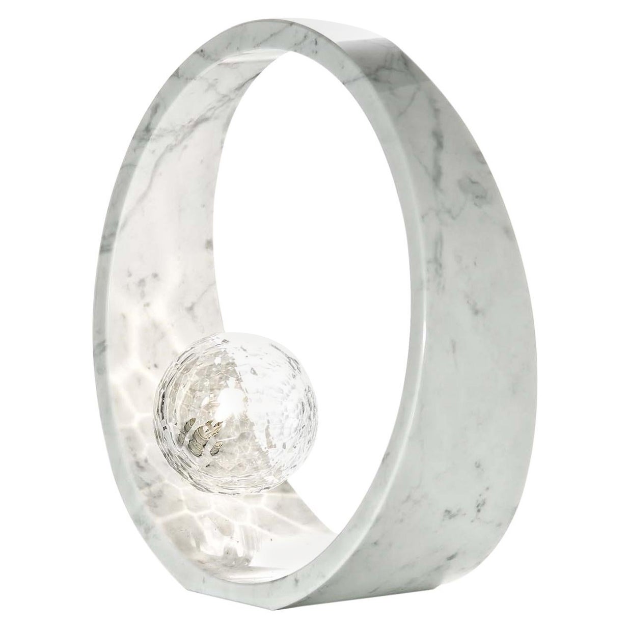 Carrara Marble Ring Table Lamp For Sale