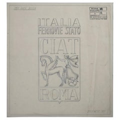Rare Pen Drawing by Giovanni Gariboldi for Paolo Buffa, Italy, 1940s