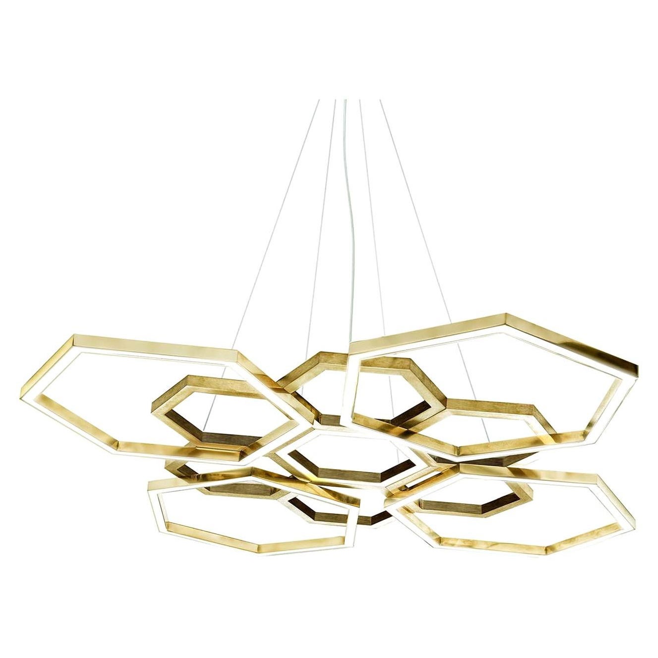 Hexagon Gold Chandelier For Sale