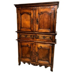 Early 19th Century French Provincial Louis XV Style Pear Wood Tall Buffet