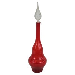 Red Glass Design Bottle, Circa 1970