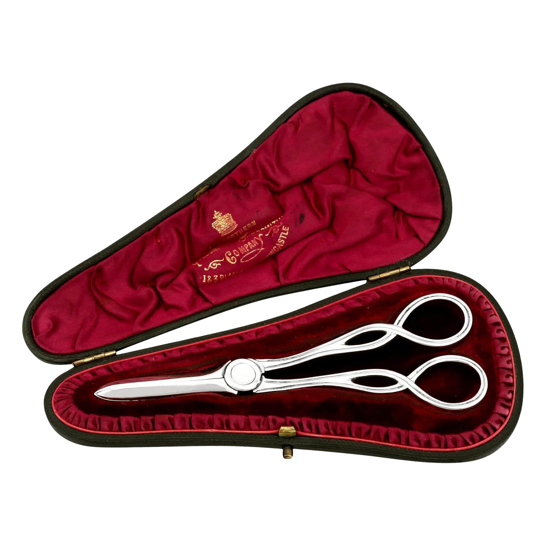 Antique Victorian English Sterling Silver Grape Scissors