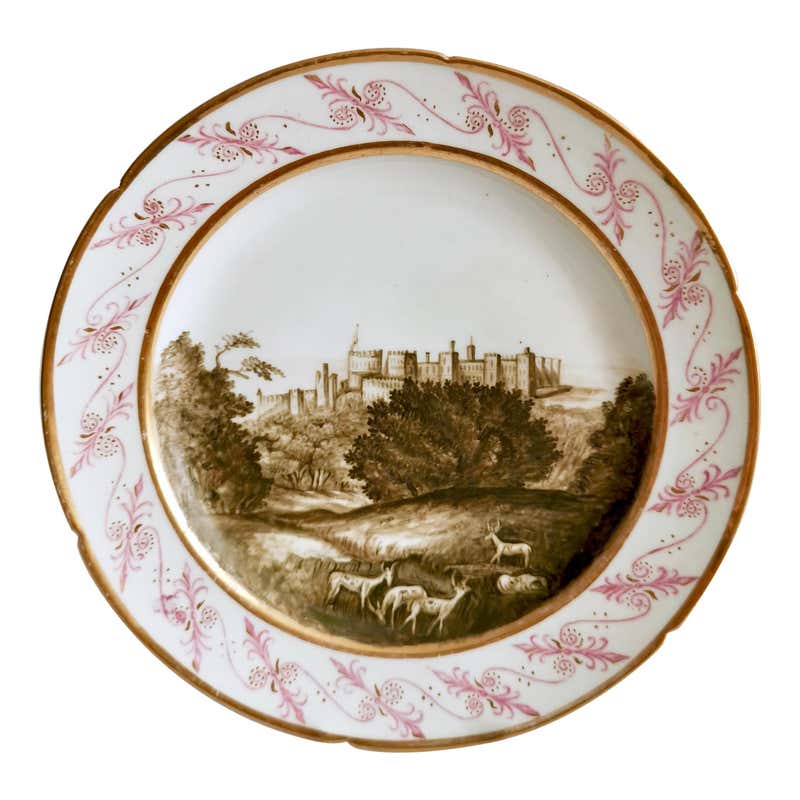 English Ralph Stevenson ‘Windsor Castle’ Red Transferware Dinner Plates ...