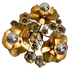 Triple Lotus Brass Flower Light for wall or ceiling