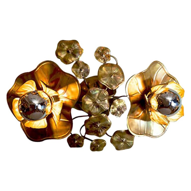 Grande fleur de lotus double en laiton Lights pour mur ou plafond