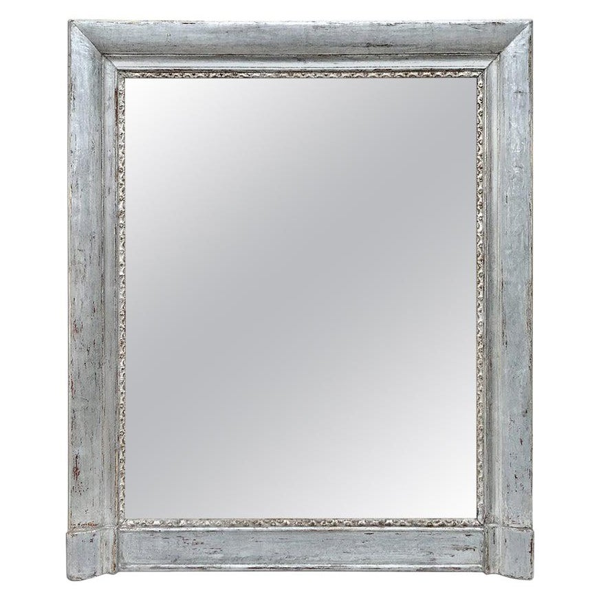 French Antique Silvered Wood Mantel Mirror, 19th Century For Sale