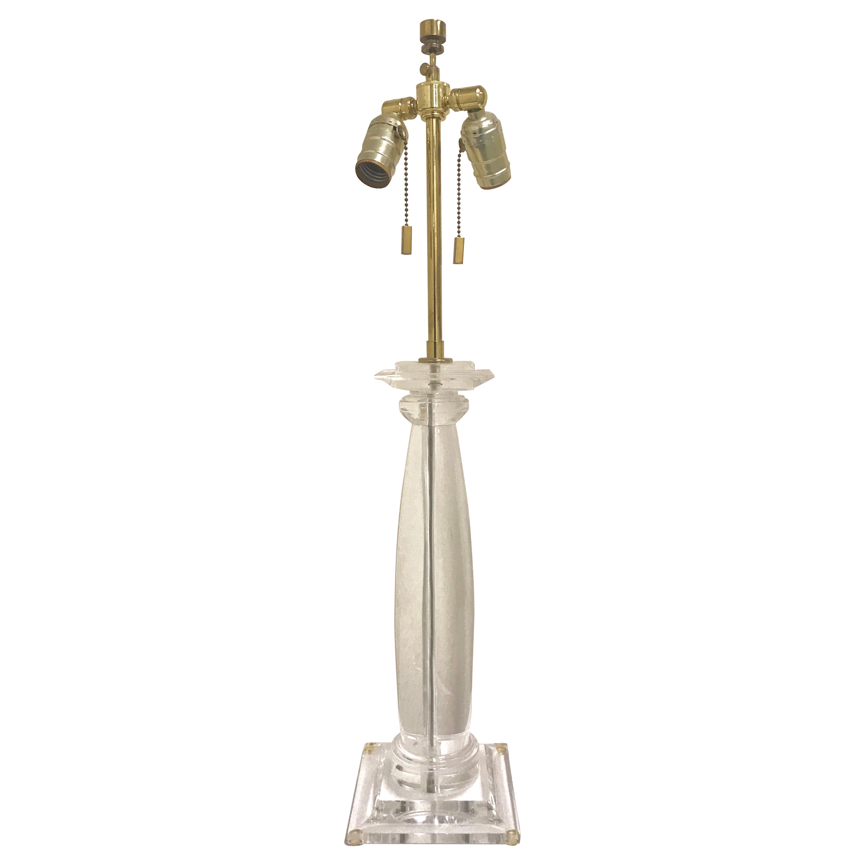 Greek Revival Bronze Columned Table Lamp For Sale at 1stDibs