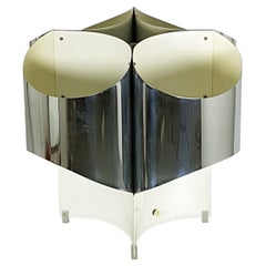 Large Italian Four-Light Chromed and Painted Metal Table Lamp