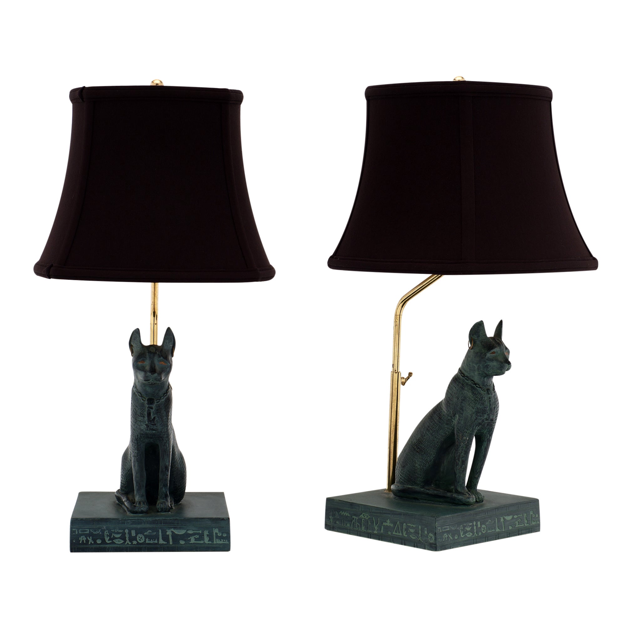 Egyptian Style Ebonized Figural Table Lamps For Sale at 1stDibs