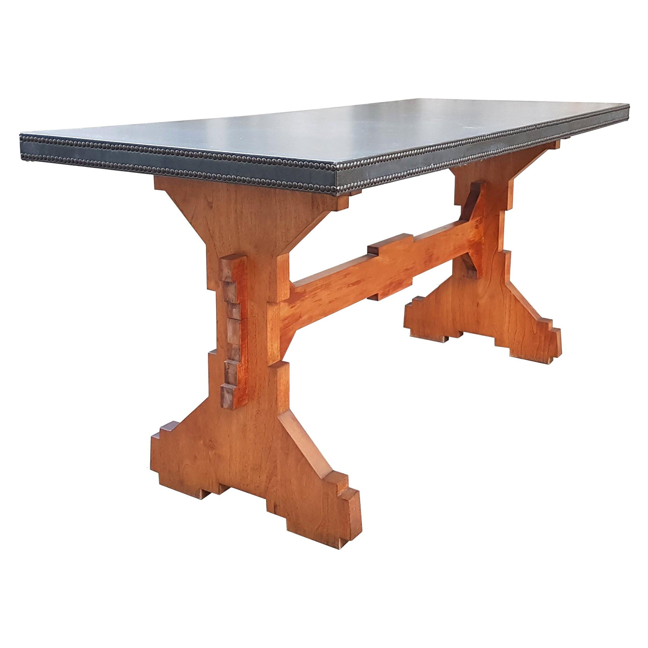 Table de salle à manger italienne "Fratino" revisitée en Wood & Greene Greene années 1950