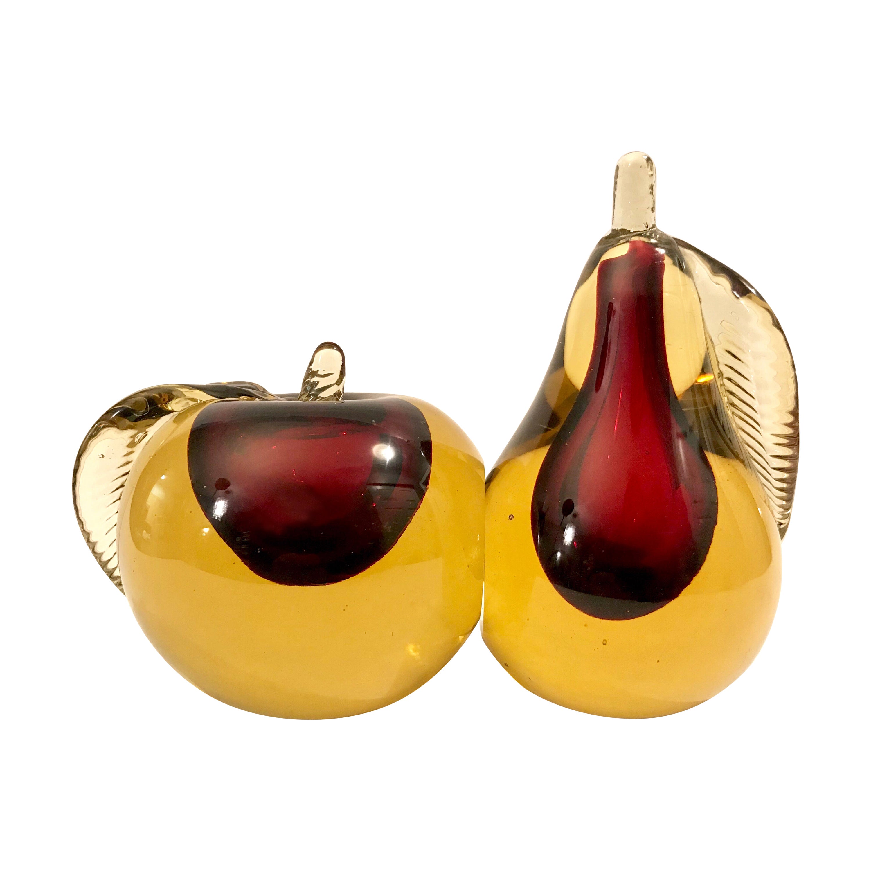 Murano Glass Fruit Bookends by Barbini For Sale at 1stDibs
