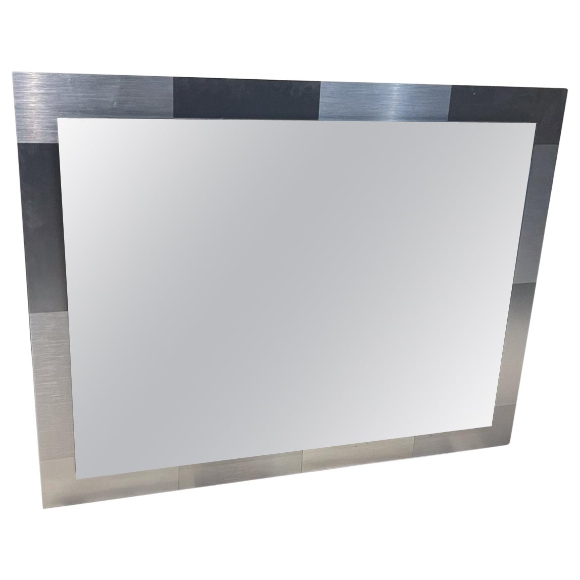 1970s Paul Evans Cityscape Wall Mirror Brushed Steel For Sale