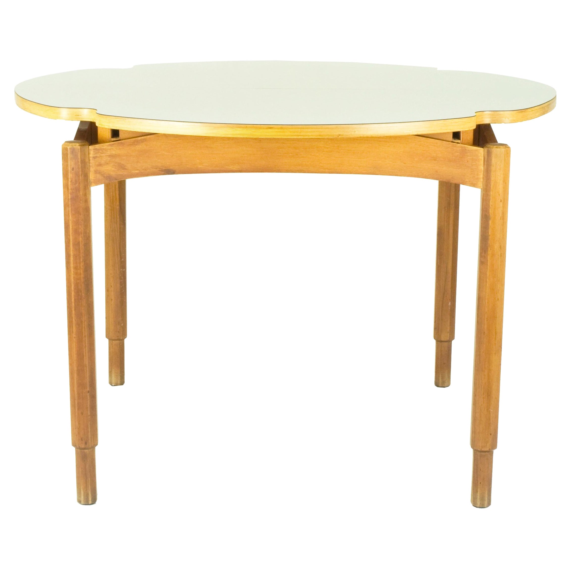 Italian Wood and White Laminate 1960s Extensible Dining Table