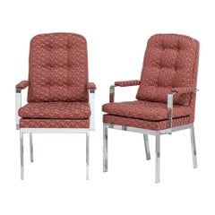 Pair of Arthur Umanoff for Dillingham Designed Nickel Framed Carver Chairs