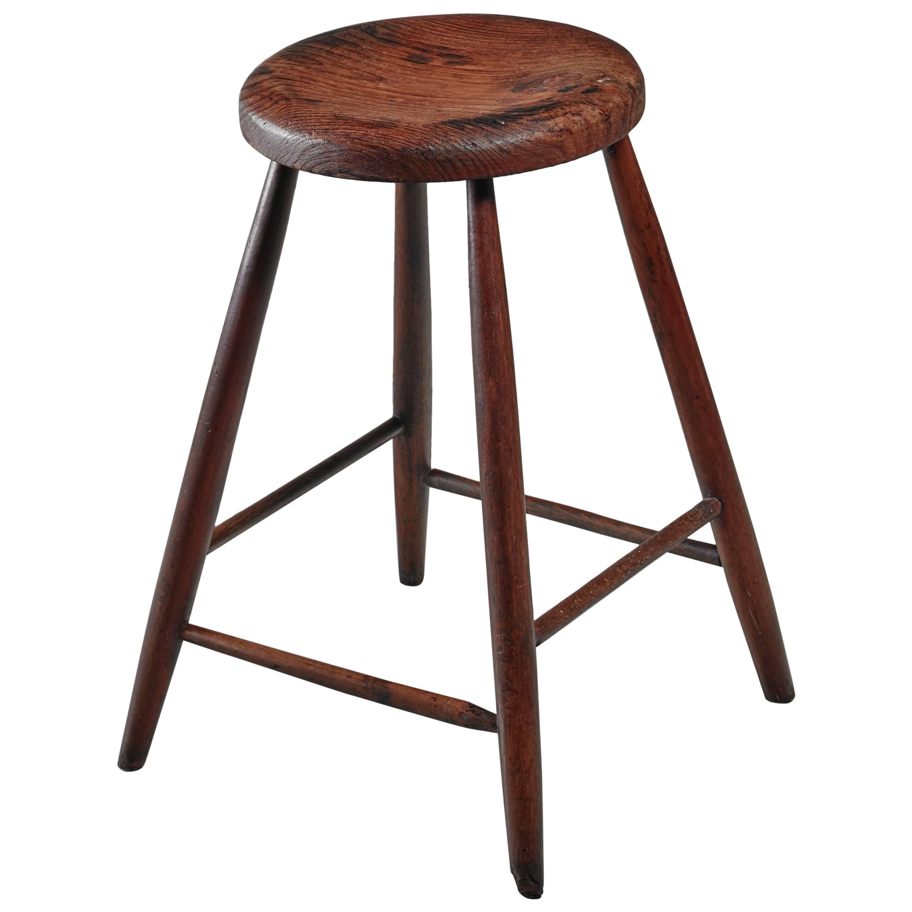 Unique Studio Crafted Bar Stool, American, Turn of the Century For Sale