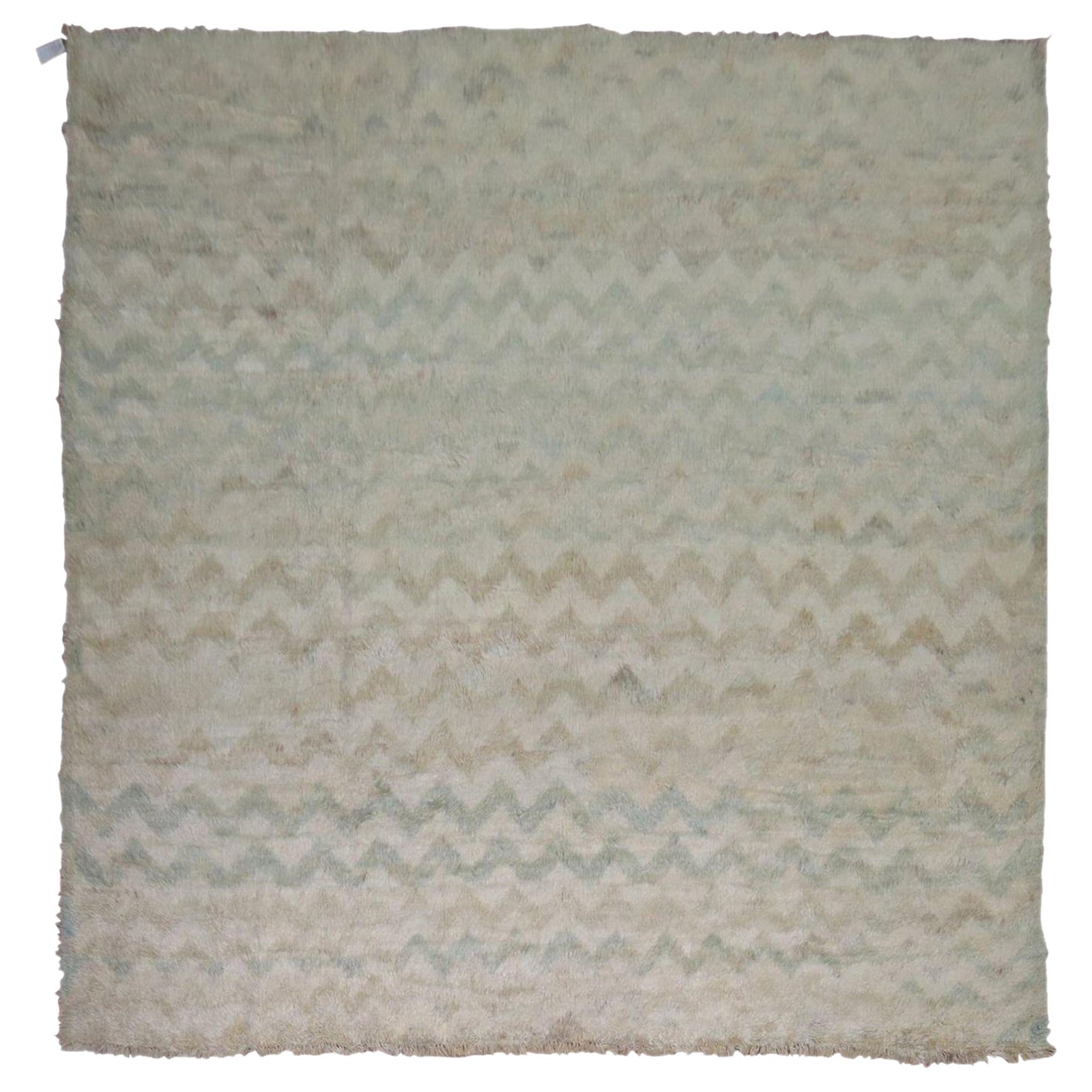Zabihi Collection Square Persian Shag Rug For Sale