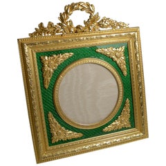 Antique French Gilded Bronze and Green Enamel Photograph / Picture Frame c.1900