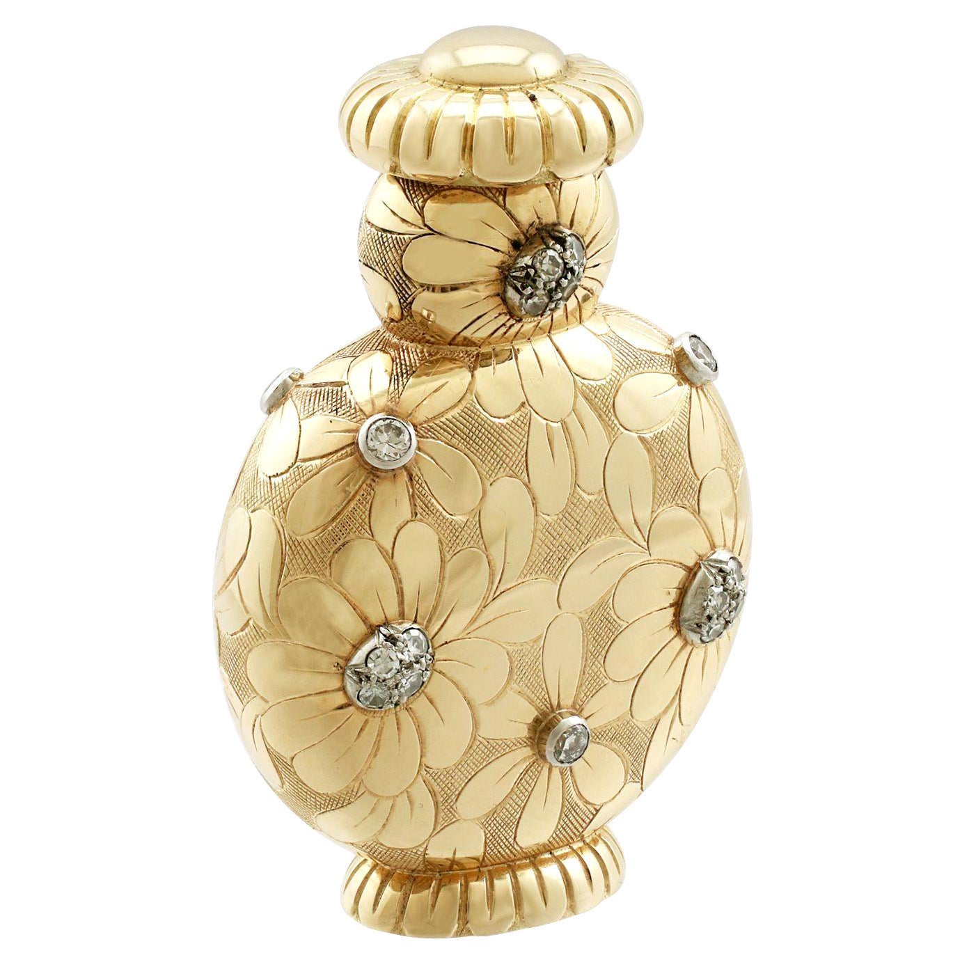 Van Cleef and Arpels Vintage 1950s French Yellow Gold and Diamond Scent  Bottle at 1stDibs