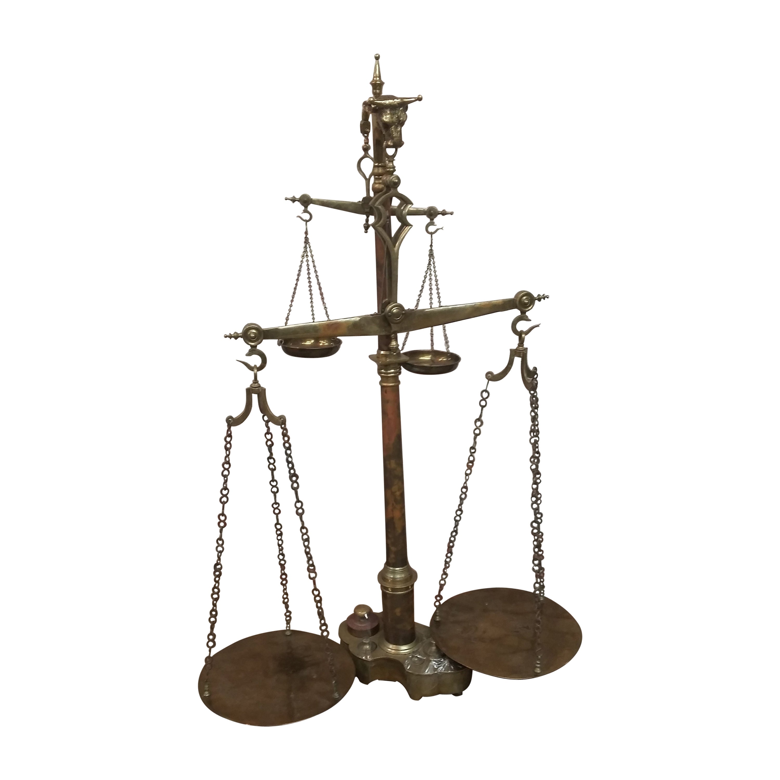 Monumental Floor Standing Brass Butcher Scale For Sale at 1stDibs