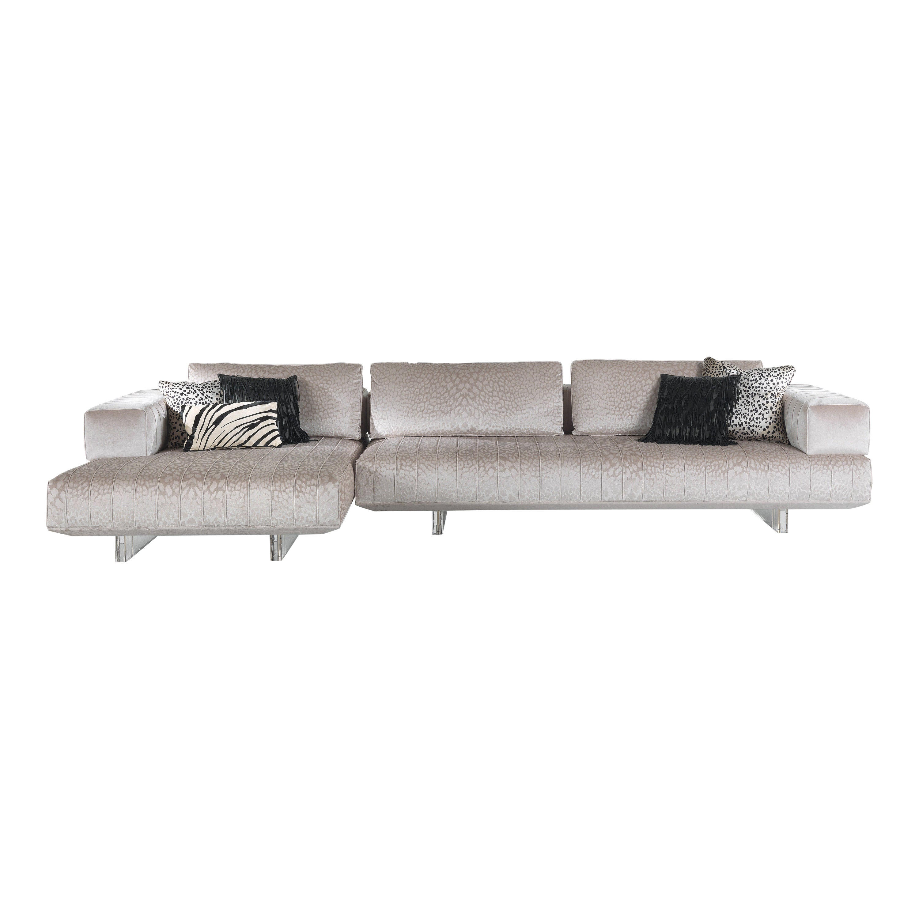 Kingston Modular Sofa in Fabric and Leather by Roberto Cavalli Home
