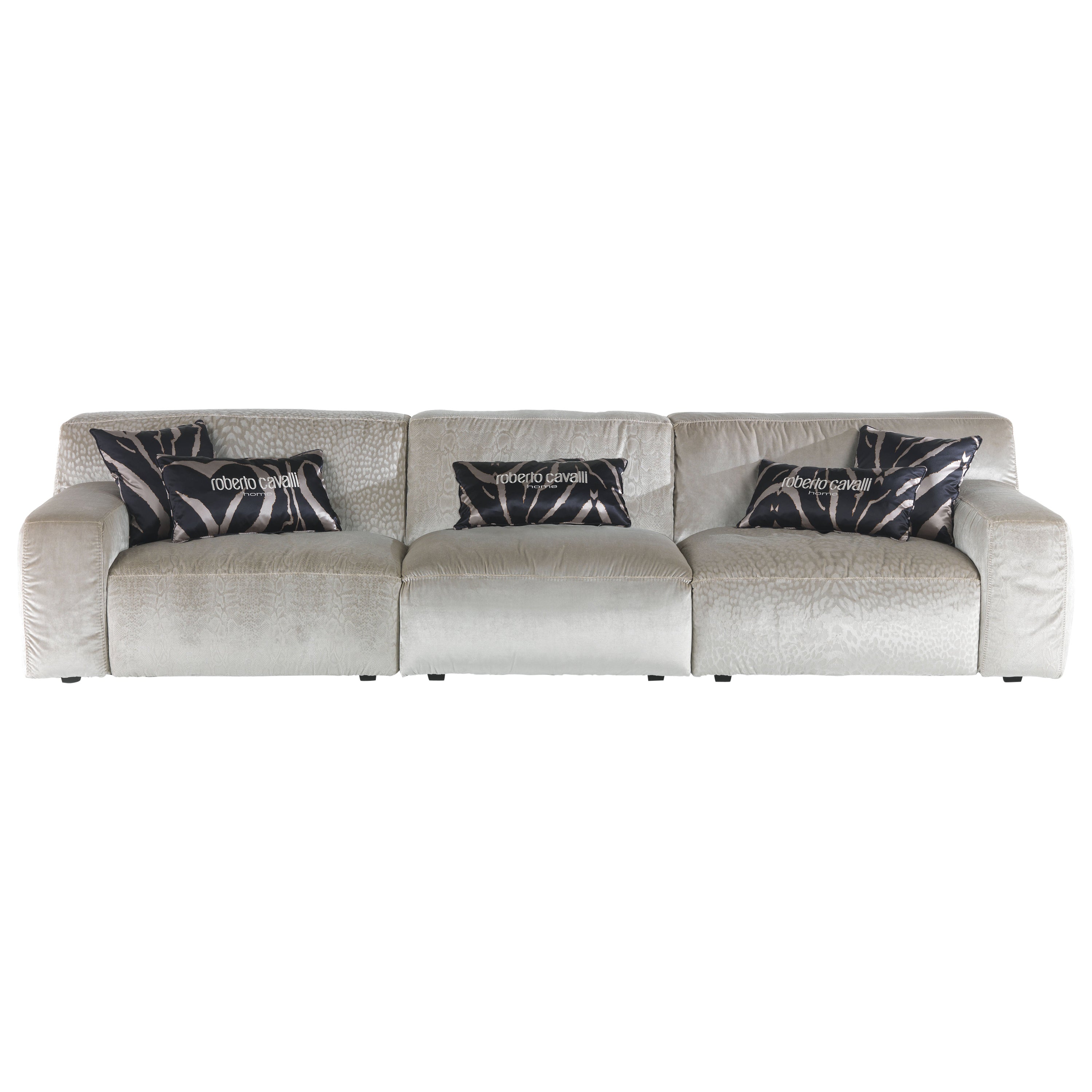 Kingston Modular Sofa in Fabric and Leather by Roberto Cavalli Home