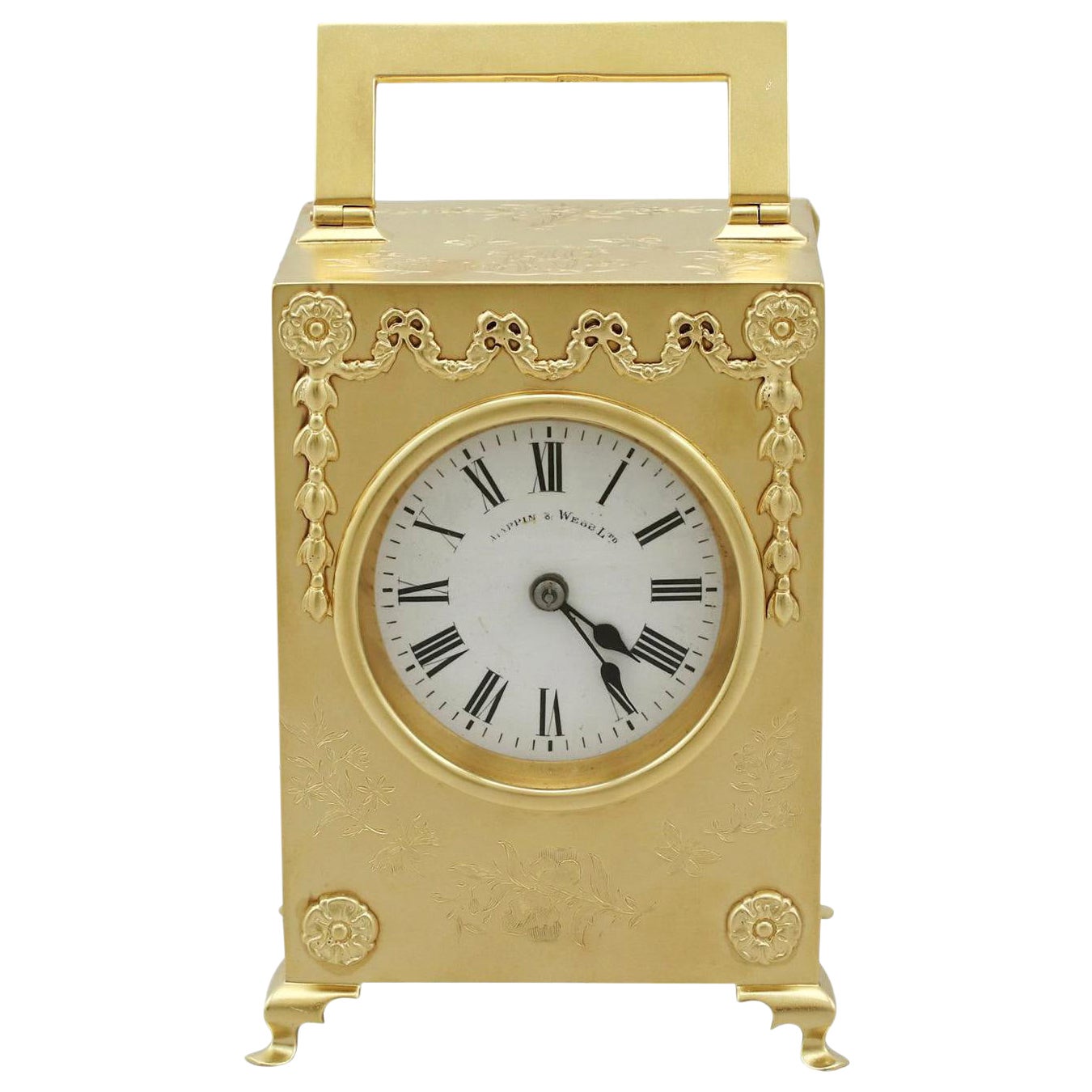 Mappin & Webb Ltd Antique Edwardian 1900s Sterling Silver Mantel Clock For Sale