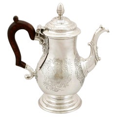 Antique Georgian 1740s Newcastle Sterling Silver Coffee Pot