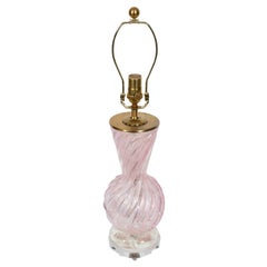 Barovier Toso Pink Murano Table Lamp with Silver Inclusions, 1950's