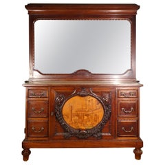 Used 19th Century Mahogany & Marquetry Dresser with Medallion of Giovanni Maffezzoli