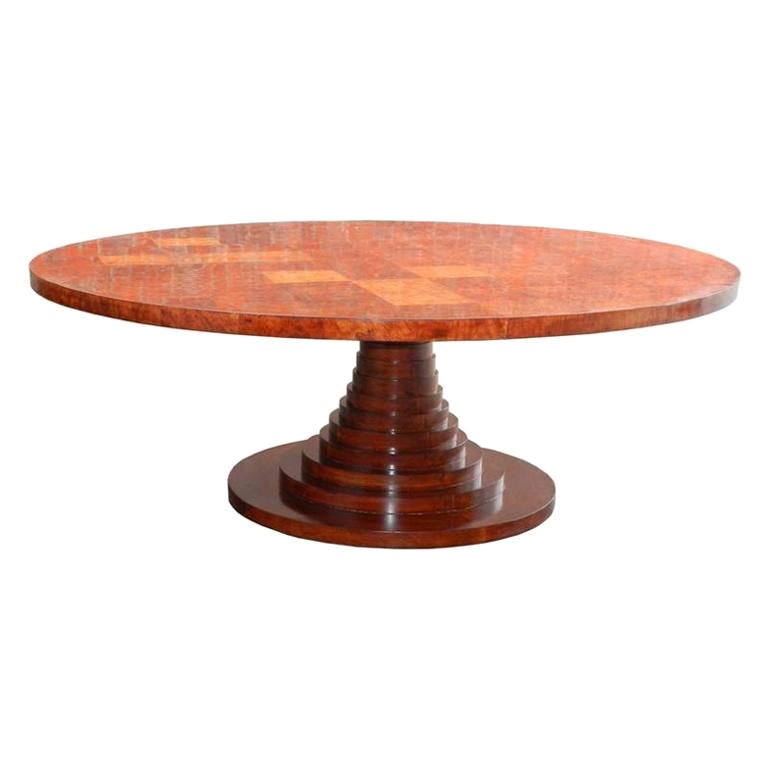 Carlo de Carli Rare Very Large Amboyna Wood Table, Italie, circa 1960 For Sale