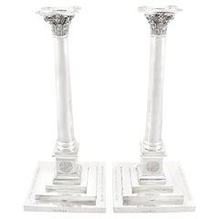 Antique Georgian Sterling Silver Column Candlesticks (1803)