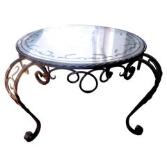 French Wrought Iron Cocktail Table with Églomisé Top