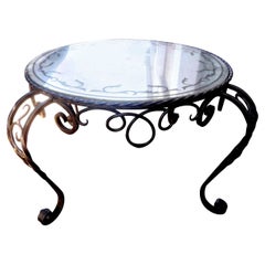 French Wrought Iron Cocktail Table with Églomisé Top