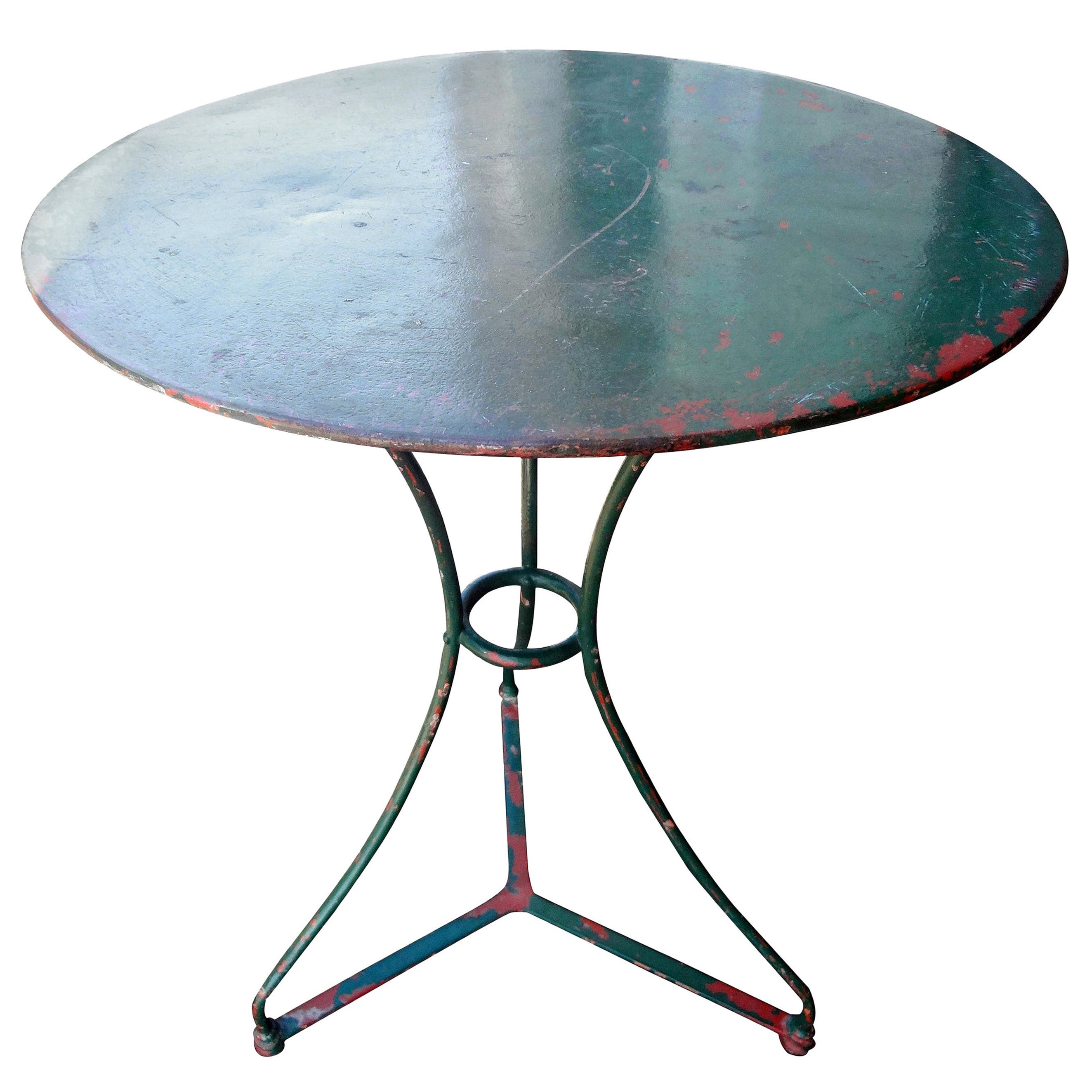Antique Cast Iron and Pine French Bistro Table, circa 1890 For Sale at