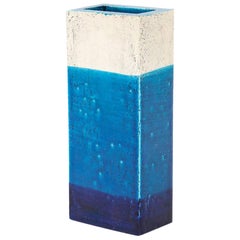 Vintage Bitossi Vase, Ceramic, Blue, White, Signed