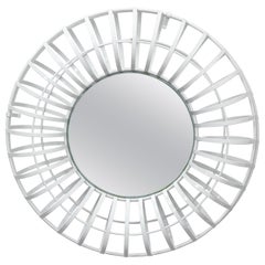 Round White Industrial Wall Mirror