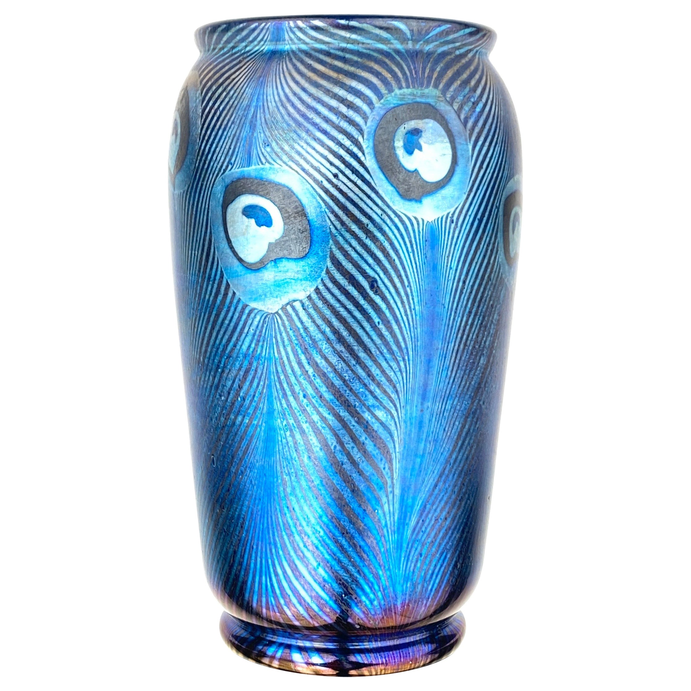 Tiffany Favrile Peacock Blue Urn Vase by, Tiffany Studios at 1stDibs
