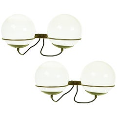 Vintage Italian Glass and Brass B519 Spherical Sconces from Candle, 1960s, Set of Two