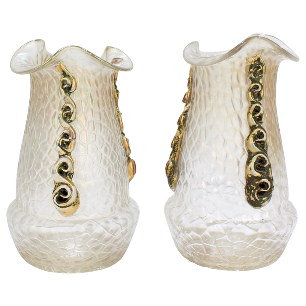 Coppia di vasi in vetro artistico Art Nouveau Loetz Glass