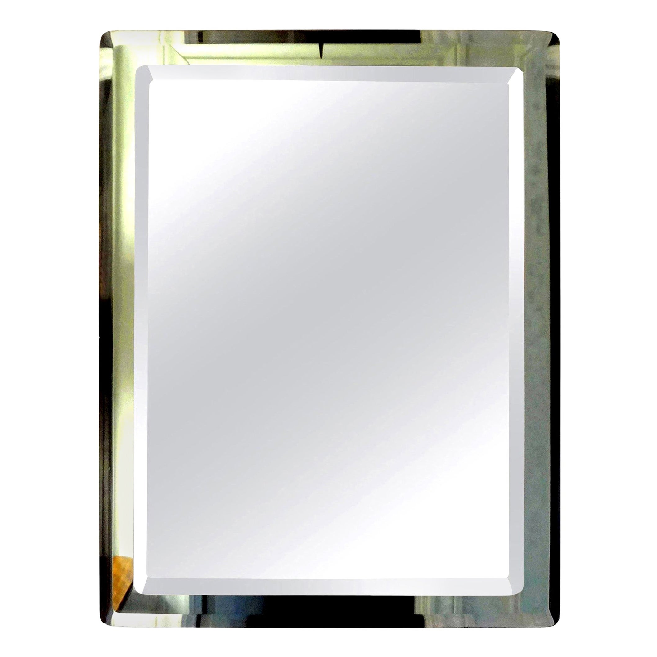 Italian Fontana Arte Inspired Beveled Mirror with Green Border