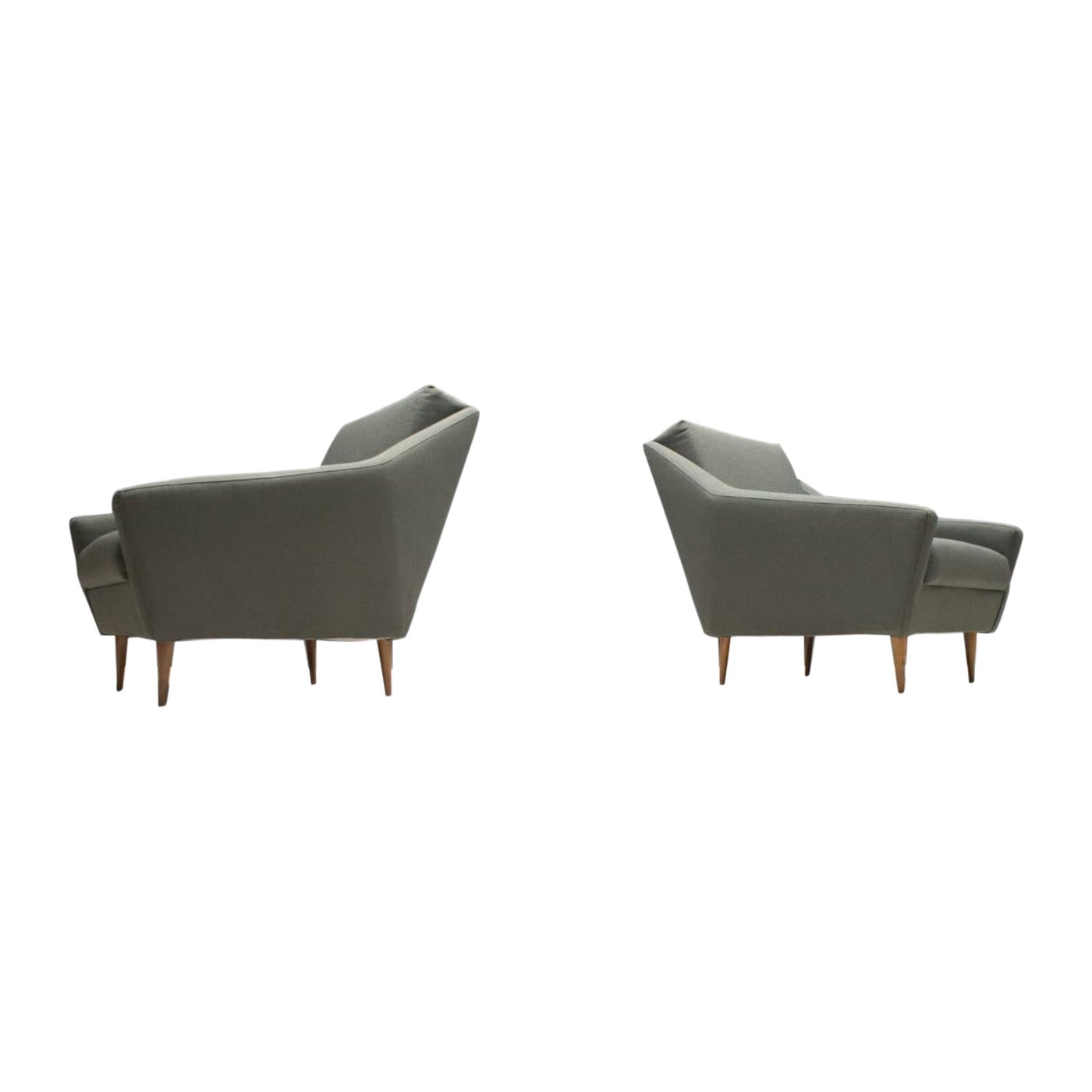 Set of 2 Armchairs in Wood and Fabric by Eddie Harlis for Hans Kaufeld, 1960s