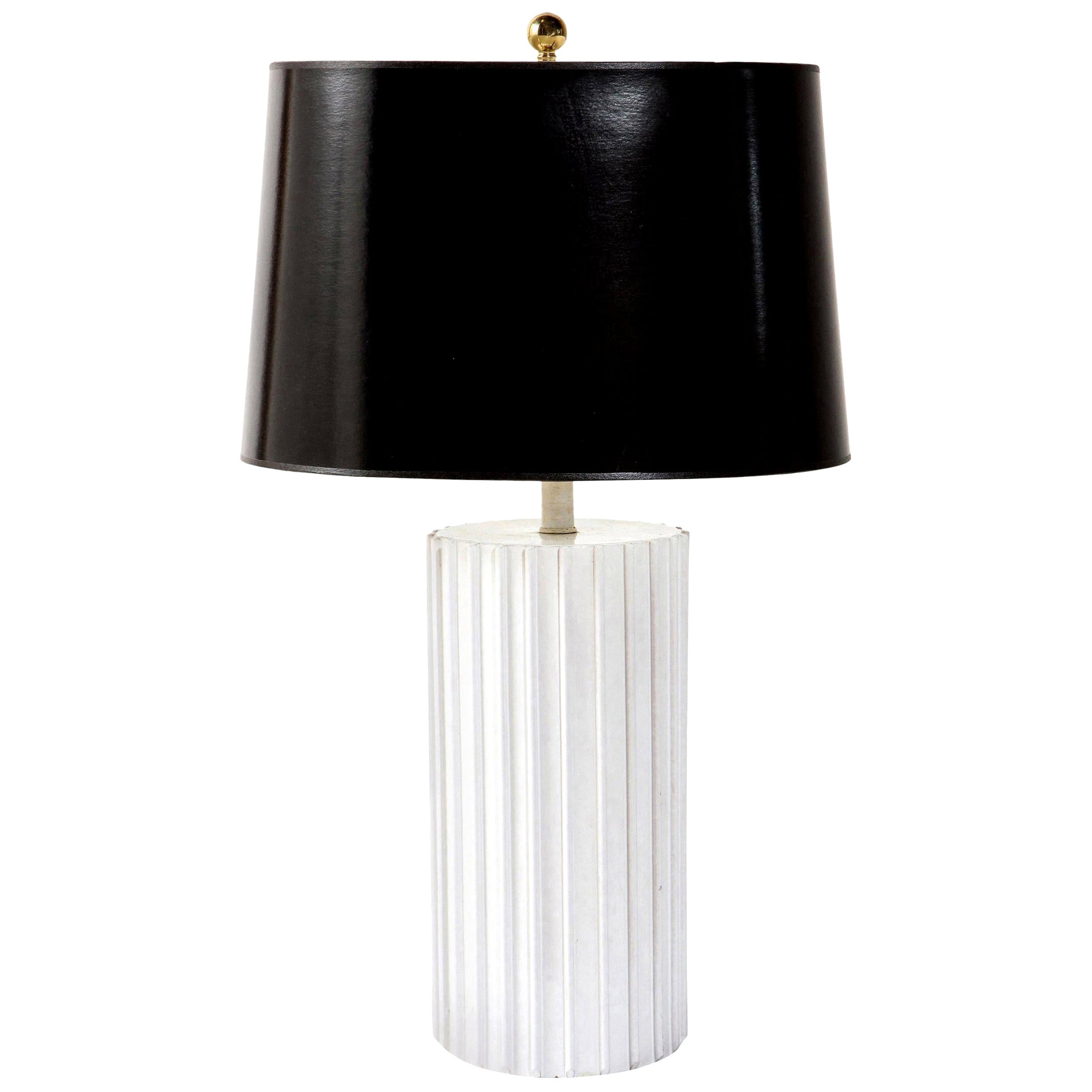 Table Lamp, Ceramic, White, Midcentury, Tall White Ceramic Lamp, C 1960
