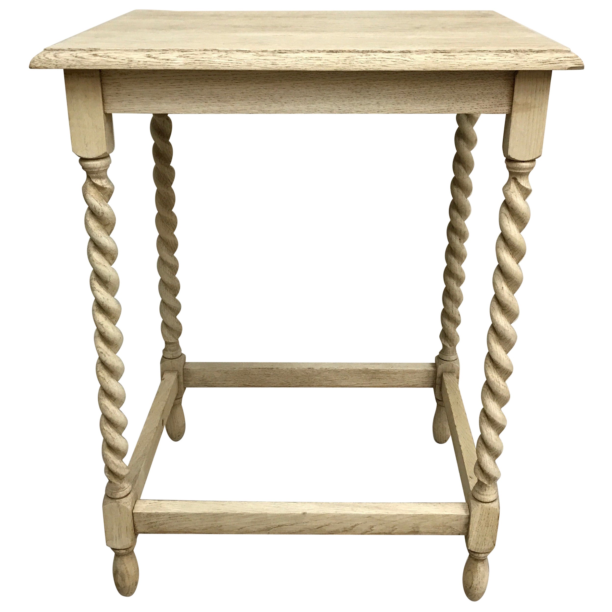 Antique English Oak Barley Twist Side Table For Sale at 1stDibs
