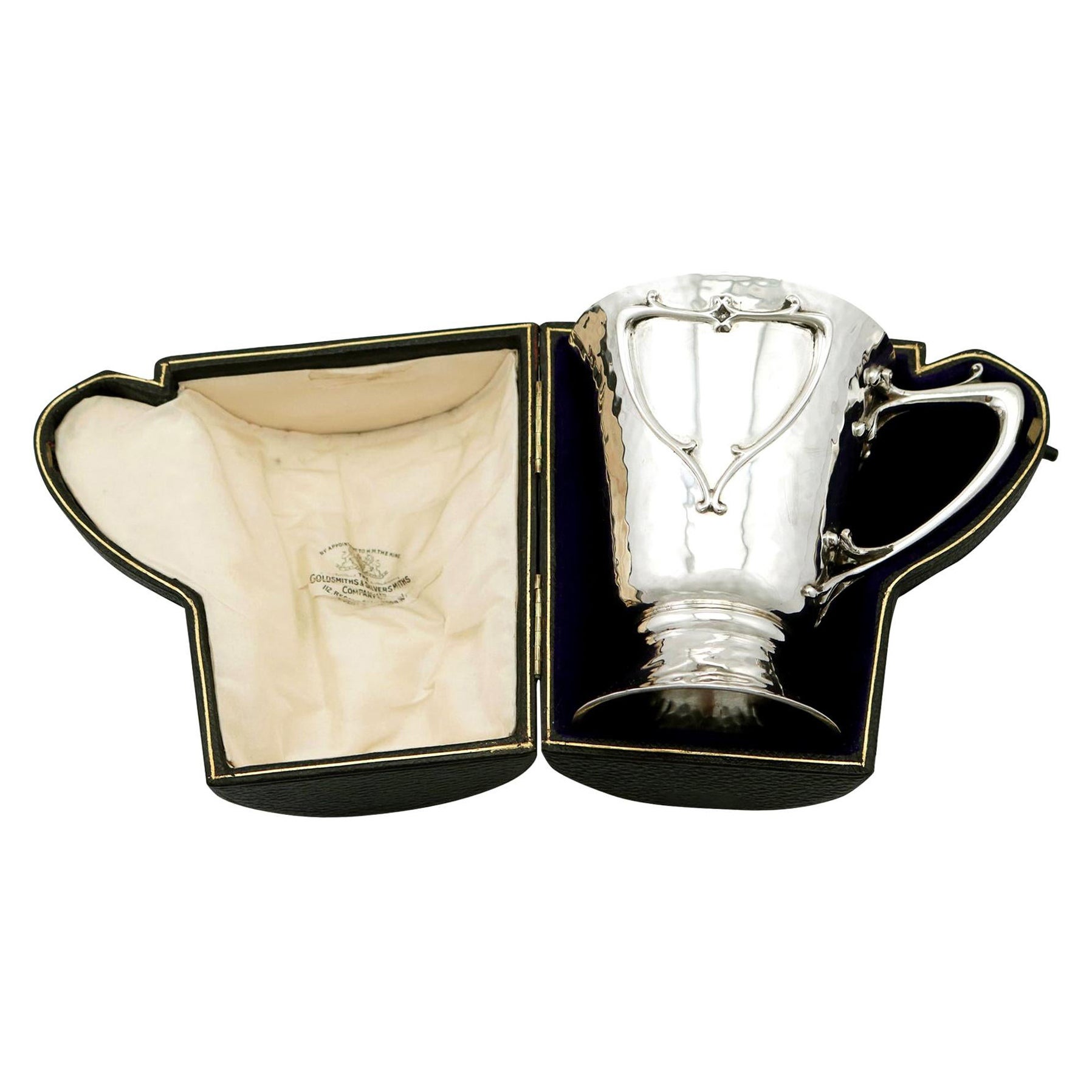 Edwardian Art Nouveau Style Sterling Silver Christening Mug
