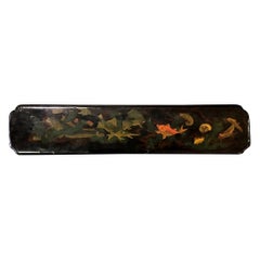 Japanese Hand Painted Lacquered Temple Shrine Plaque of Fish Ocean, 19th Century