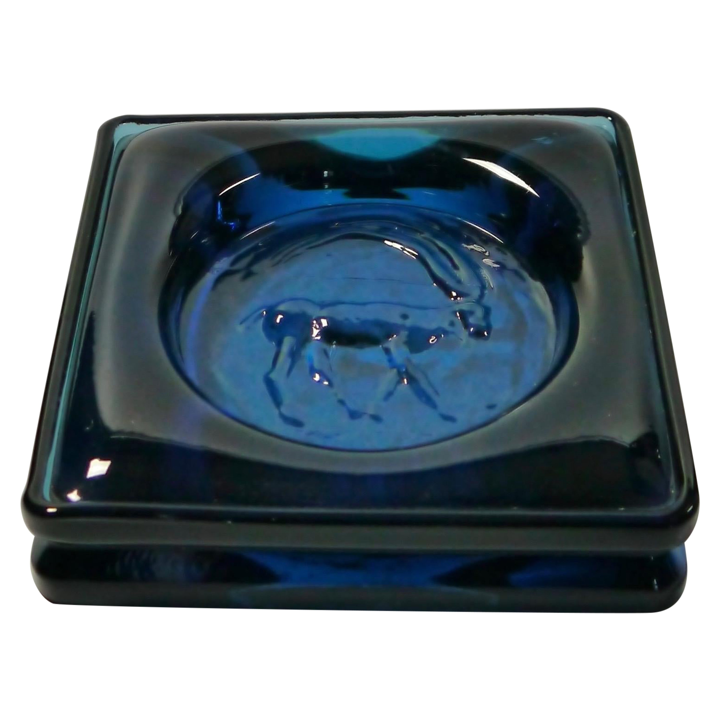 Square Art Glass / Serving Dish by Erik Höglund for Boda, Sweden 1960s