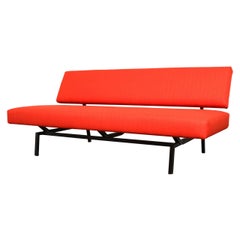 Divano Streamline di metà secolo attribuito a Martin Visser in rosso con struttura nera