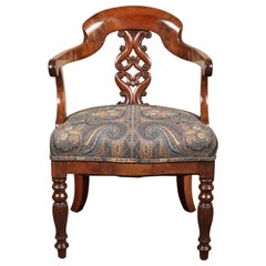 fauteuil anglais du 19ème siècle en acajou sculpté